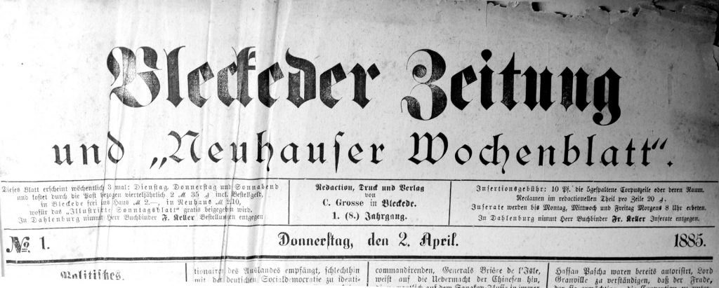 Bleckeder Zeitung 1885